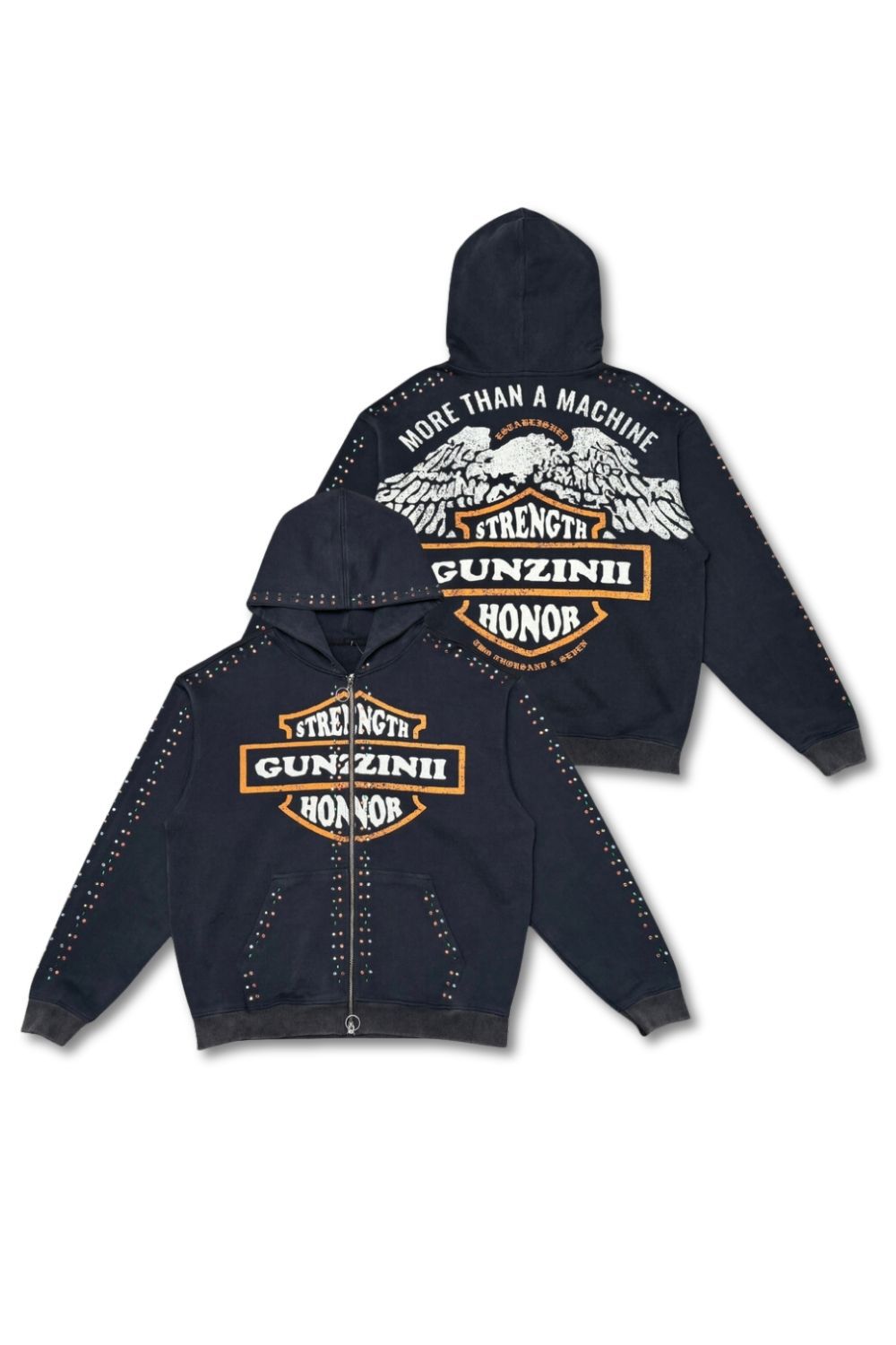 Gunzinii -Strength & Honor Zip Up Hoodie -Black