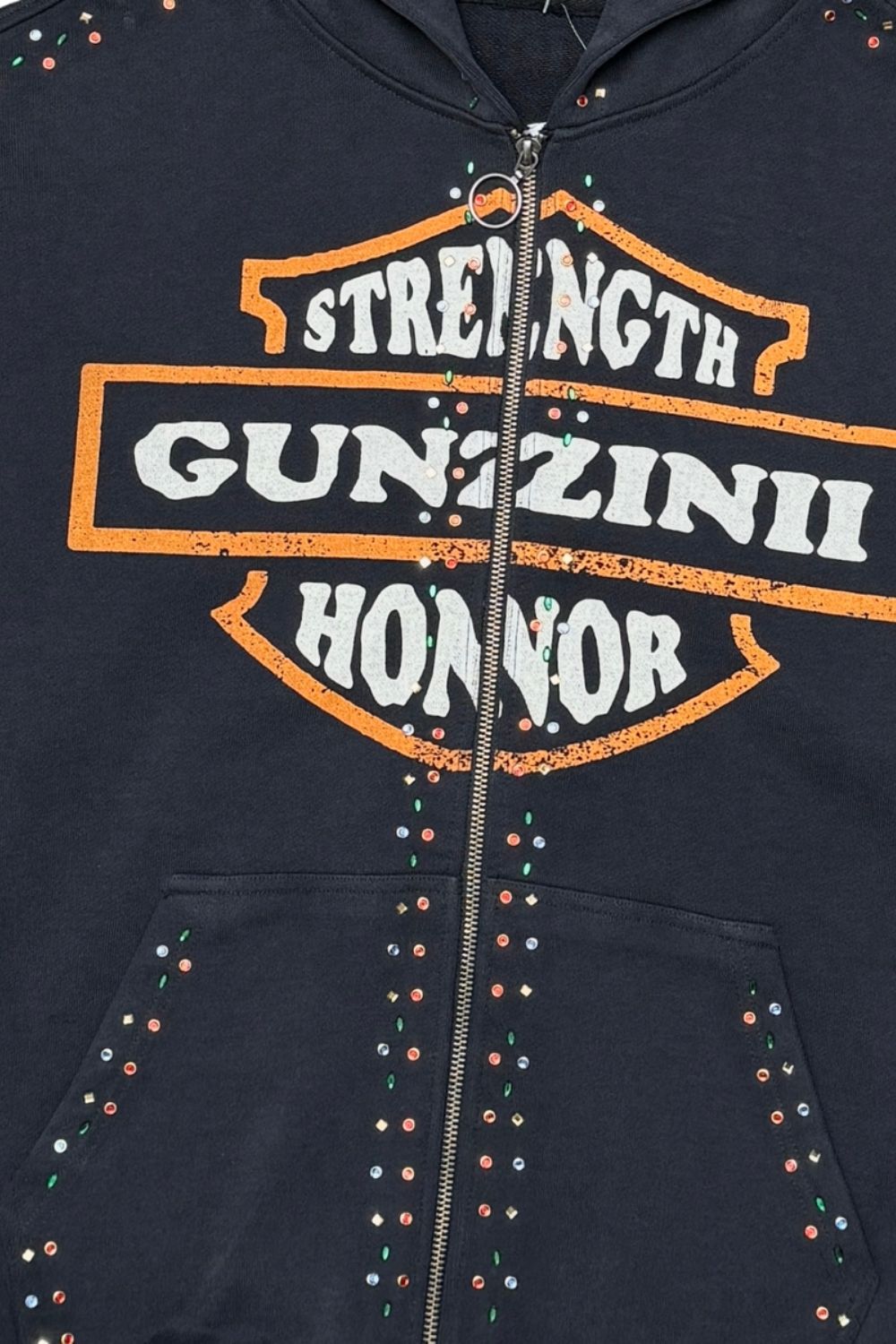 Gunzinii -Strength & Honor Zip Up Hoodie -Black