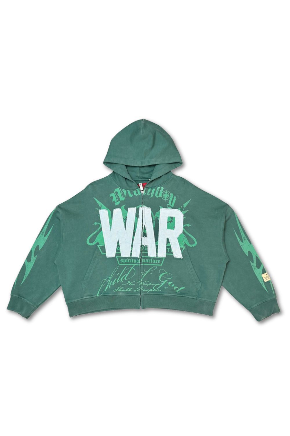 WrathBoy Oversize Crop Hard To Kill Hoodie -  Green