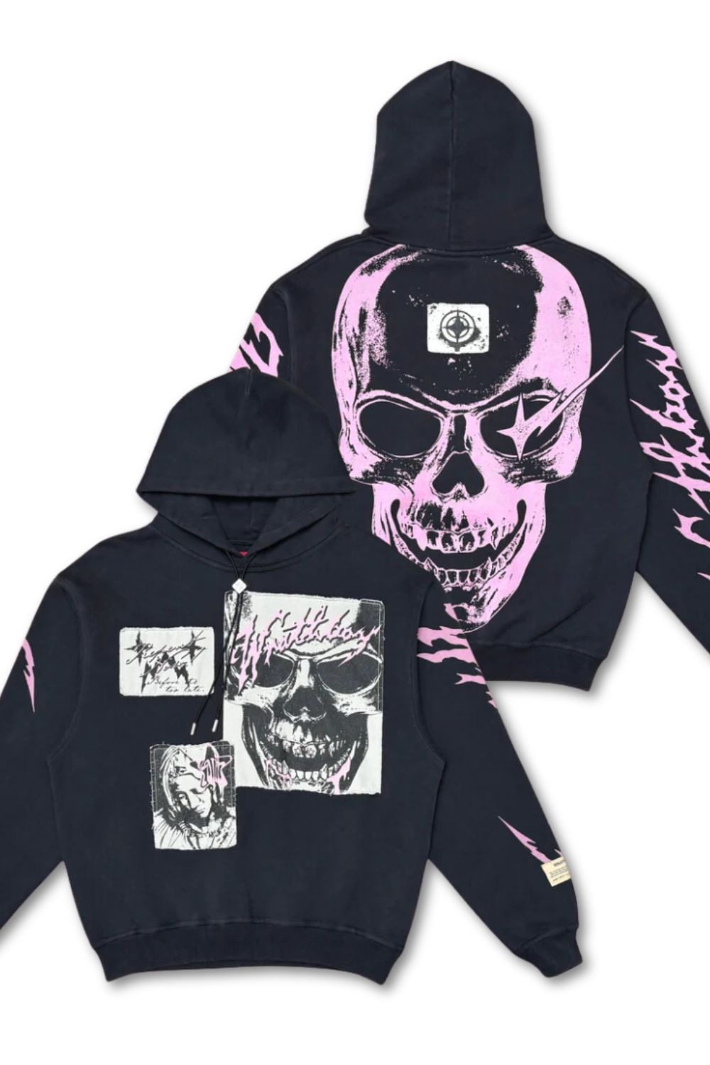 WrathBoy Pink Skull Hoodie -Black