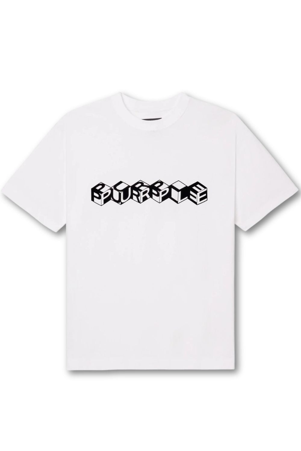 Purple Brand Cube Wordmark T - Shirt - White