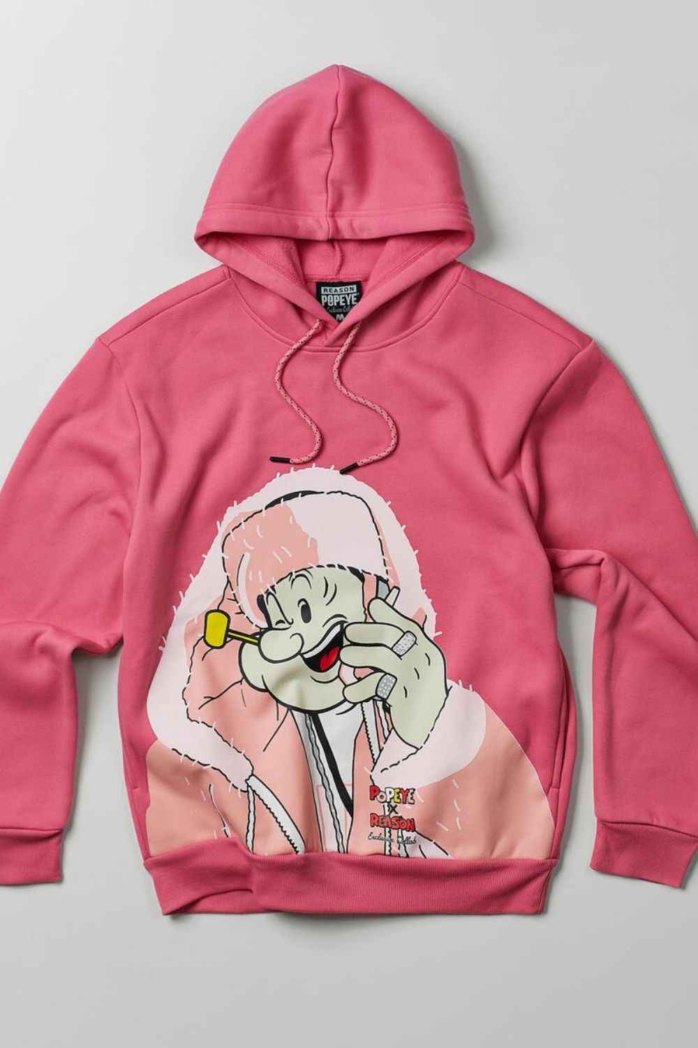 Popeye Graphic Pullover Hoodie - Pink