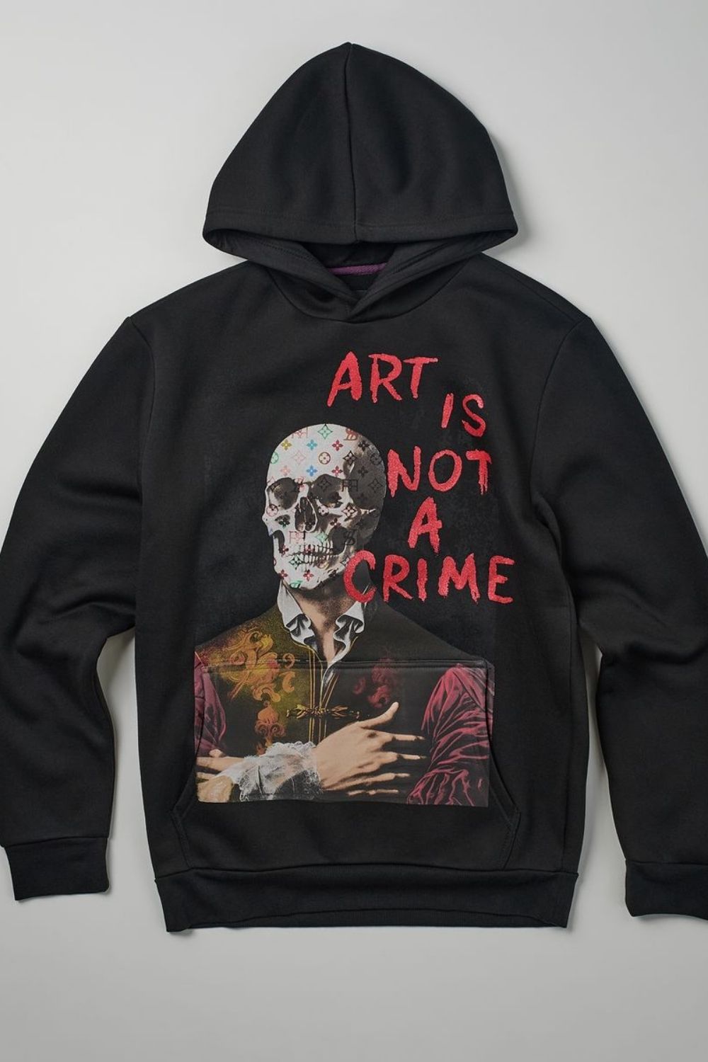 Art Is Not A Crime Graphic Pullover Hoodie - Black