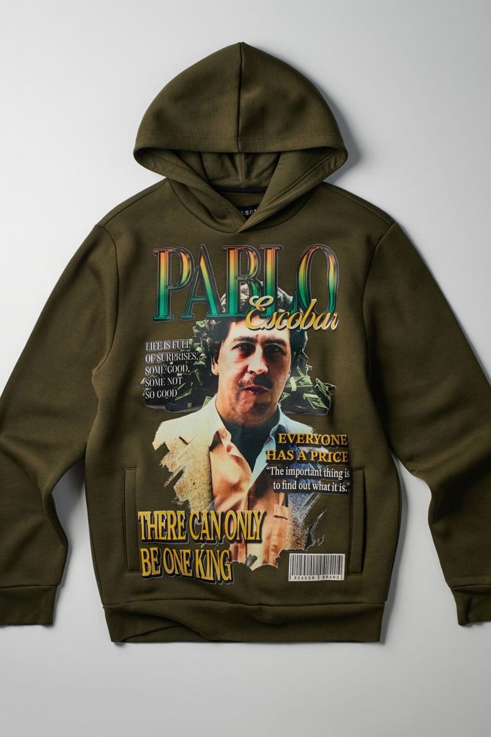 Pablo Escobar Graphic Pullover Hoodie - Olive