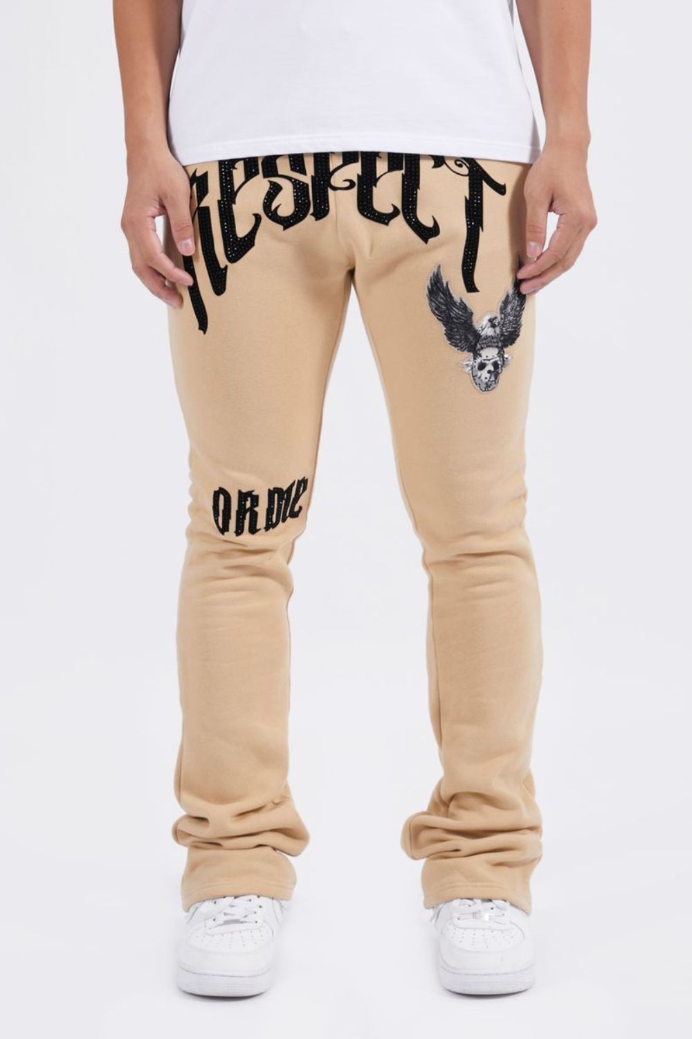 Roku Studio -Respect Or Die Stacked Sweatpants - Khaki