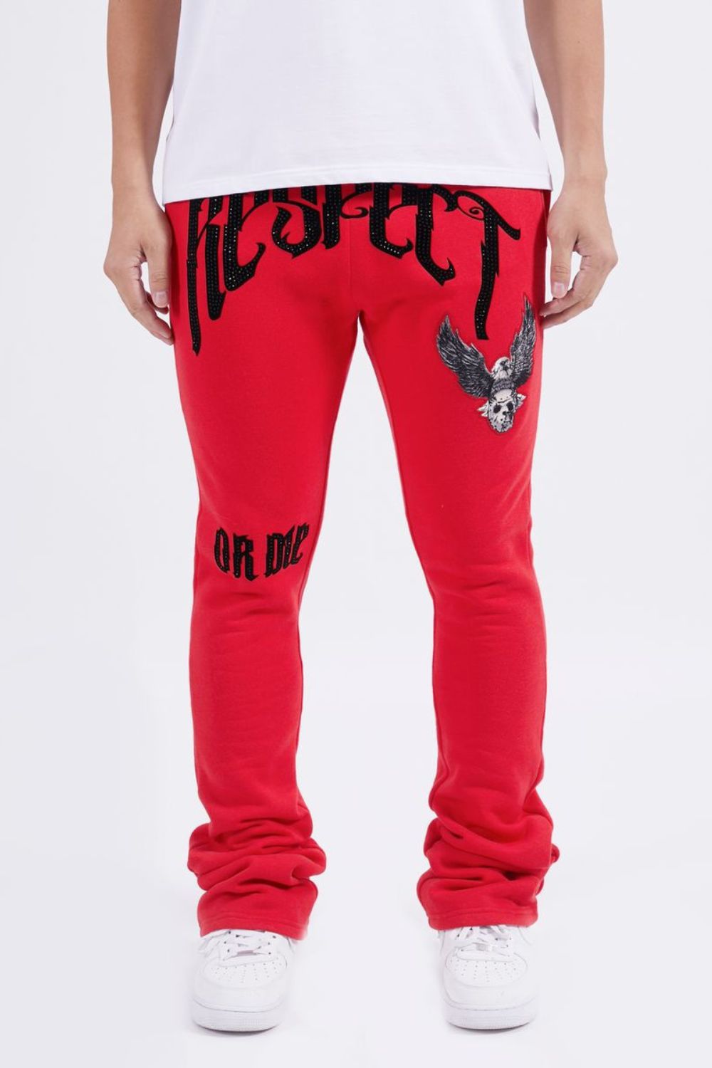 Roku Studio -Respect Or Die Stacked Sweatpants - Red