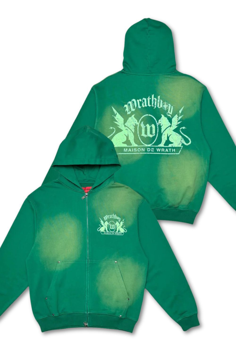 WrathBoy -Maison De Wrath Sun Faded Vintage Green Hoodie