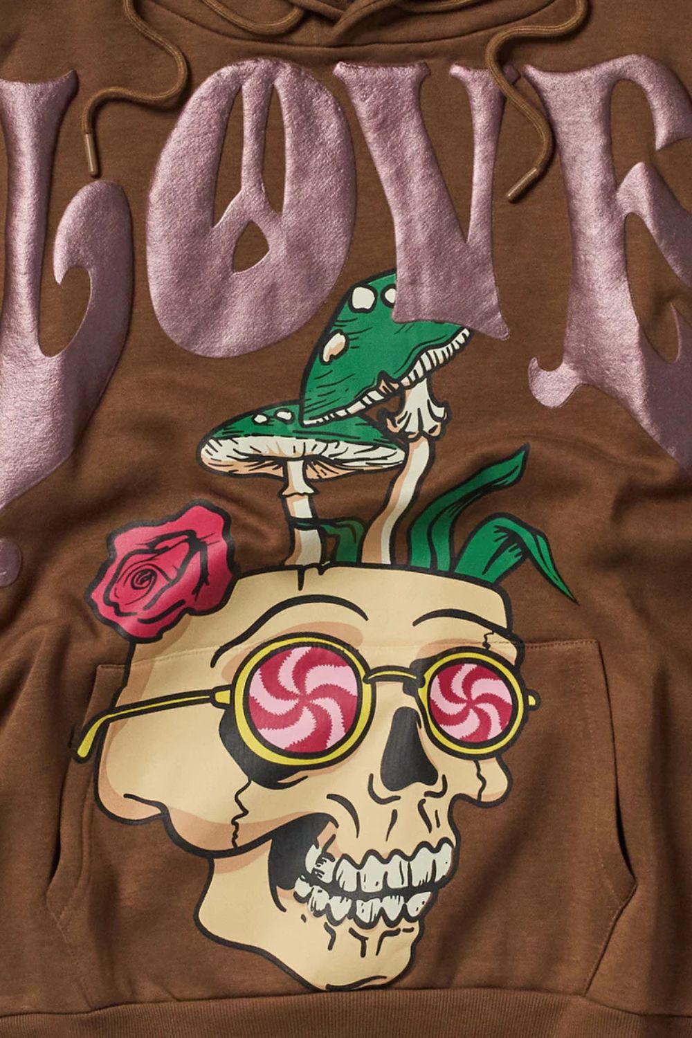 Love Shrooms Graphic Hoodie - Brown