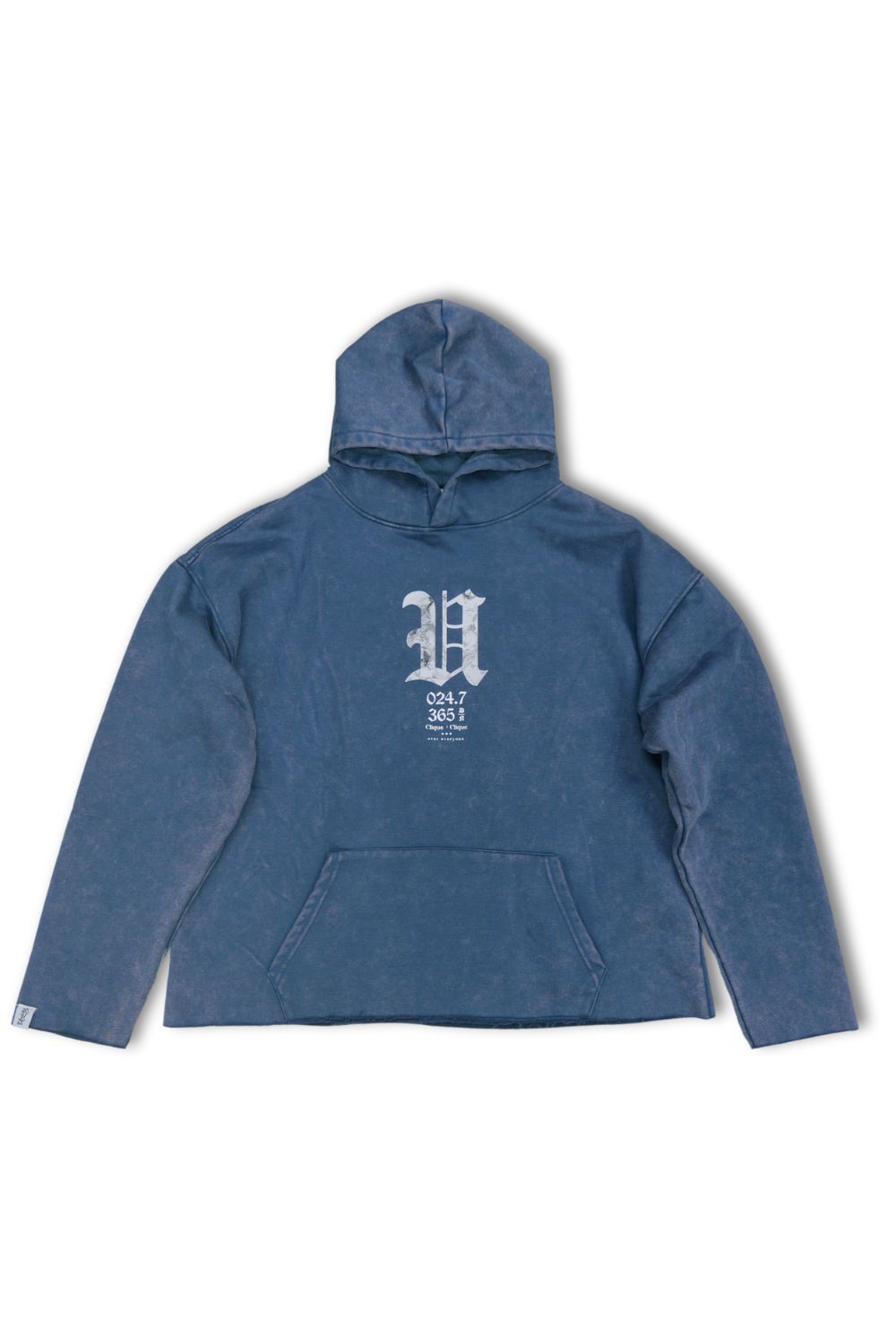 World Wide Cropped Graphic Hoodie - Navy