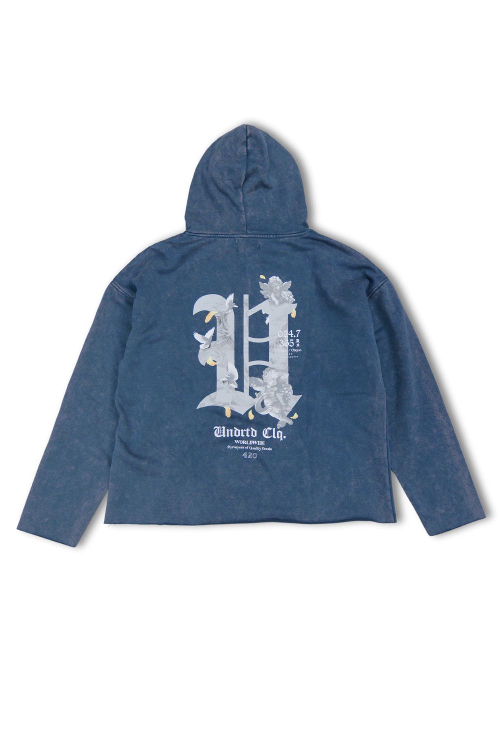 World Wide Cropped Graphic Hoodie - Navy