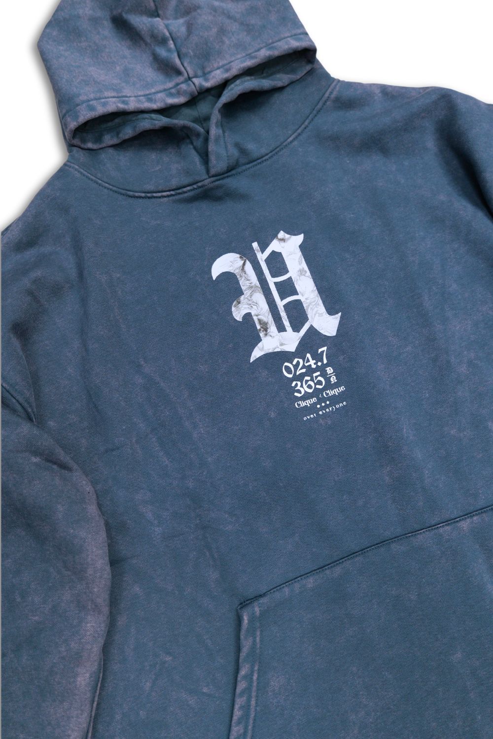 World Wide Cropped Graphic Hoodie - Navy