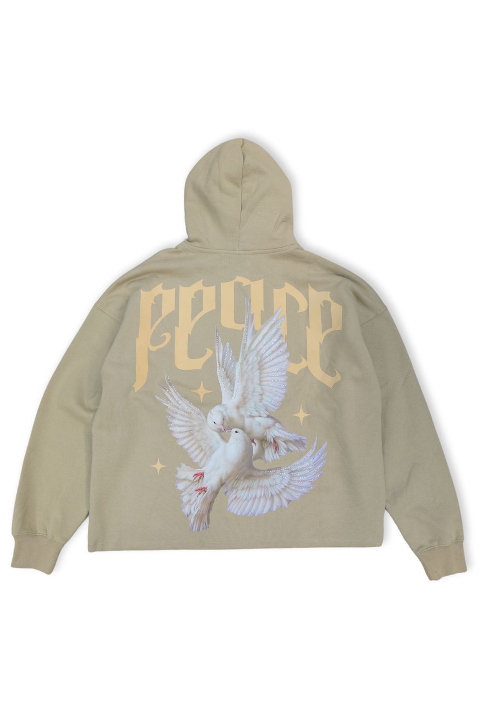 Roku Studio -Peace Cropped Hoodie - Cream