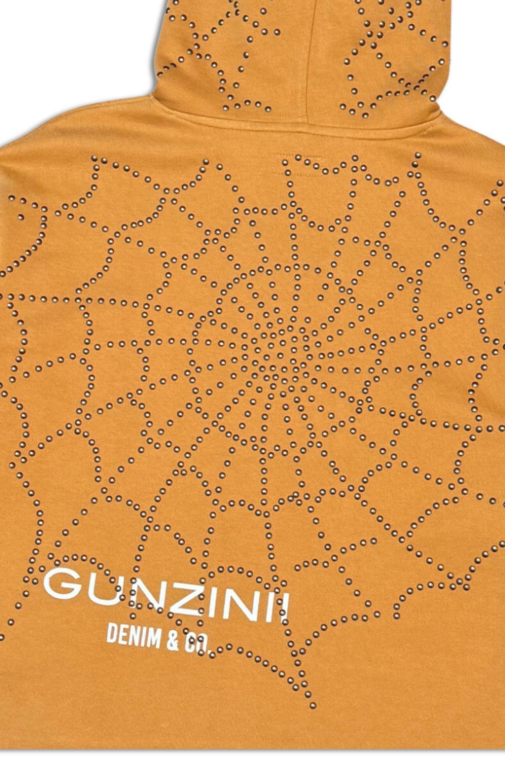 Gunzinii -Embellished Spider Web Cropped Hoodie - Tan 