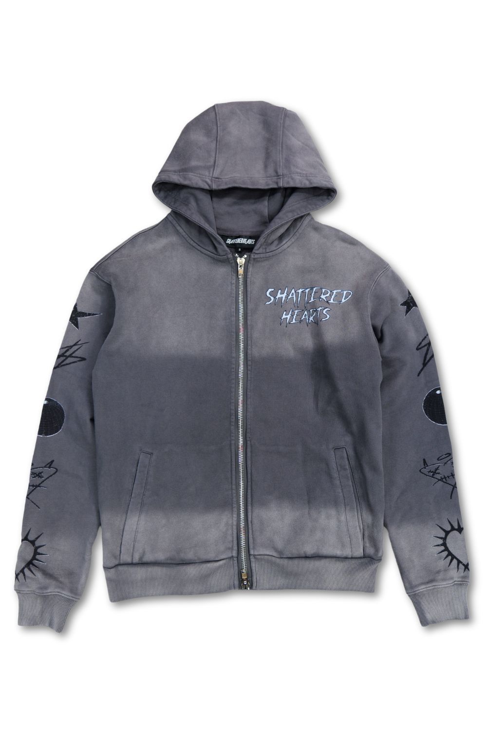 Shattered Hearts -Font Zip Up Hoodie