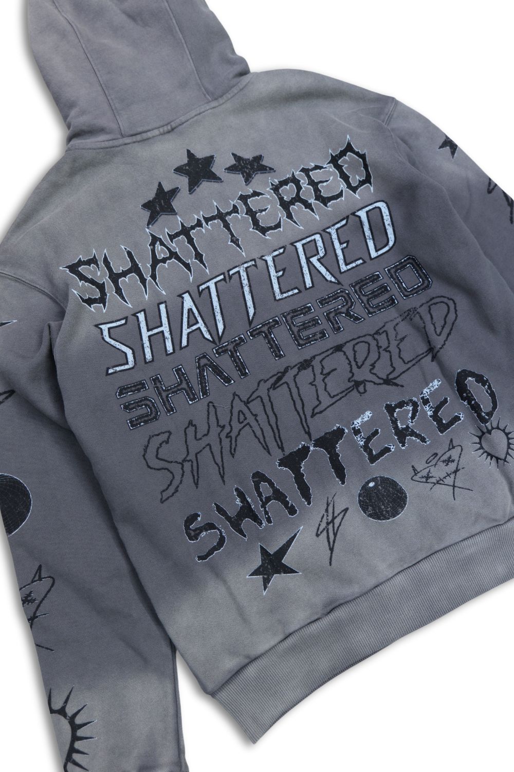 Shattered Hearts -Font Zip Up Hoodie