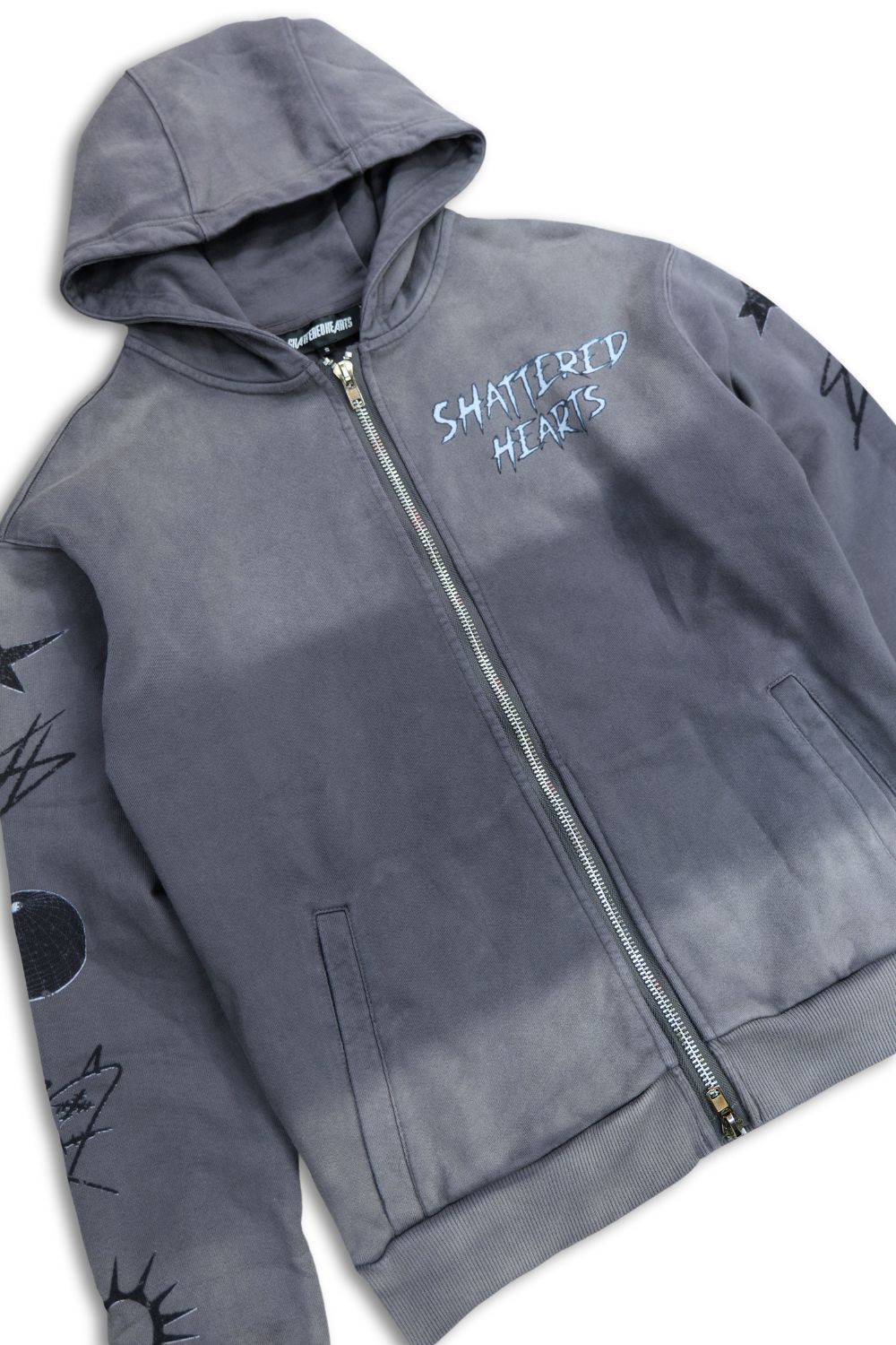 Shattered Hearts -Font Zip Up Hoodie