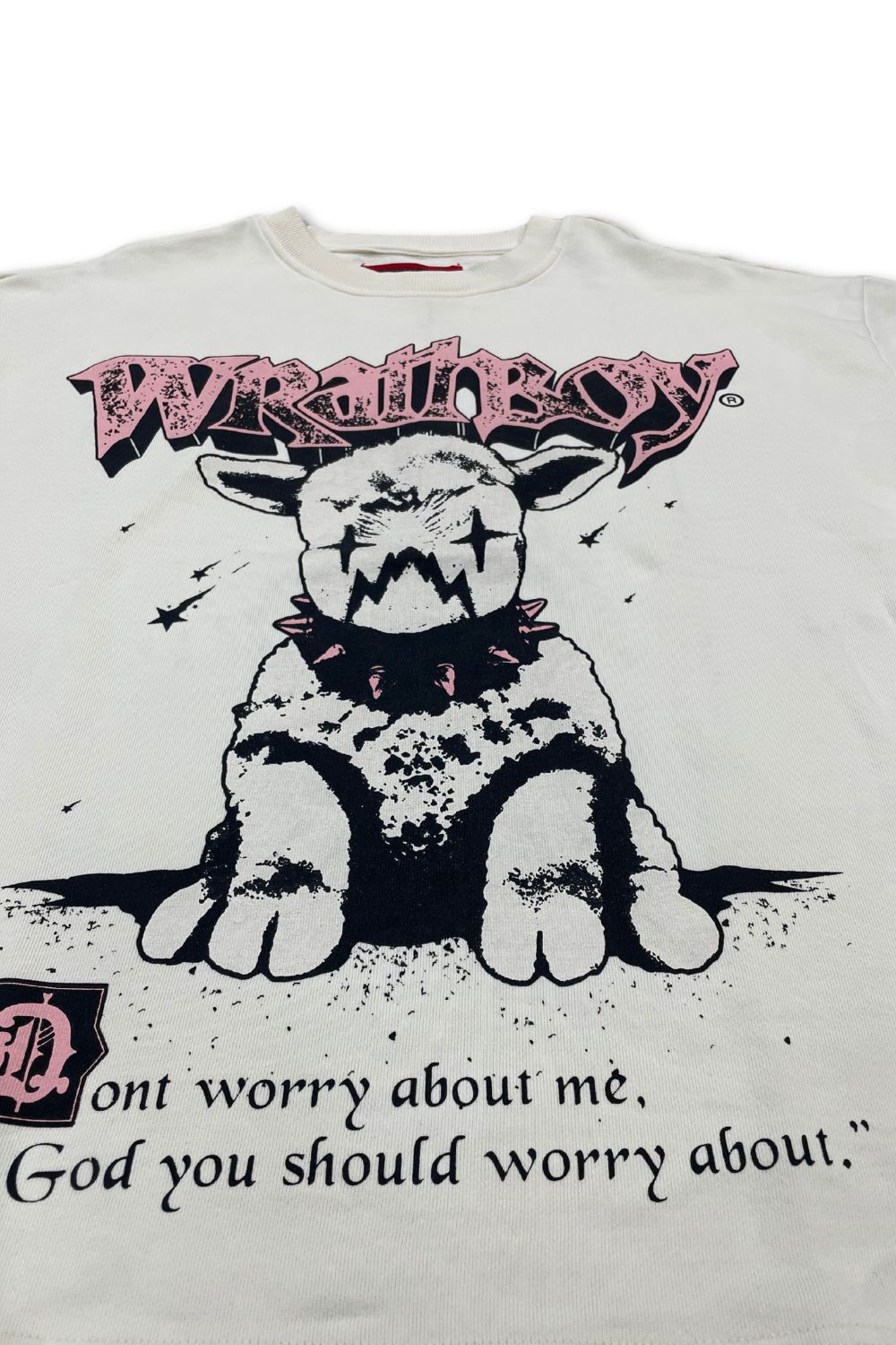 Wrathboy -The Lord Is My Shepard Oversized Cropped T - Shirt  -Cream