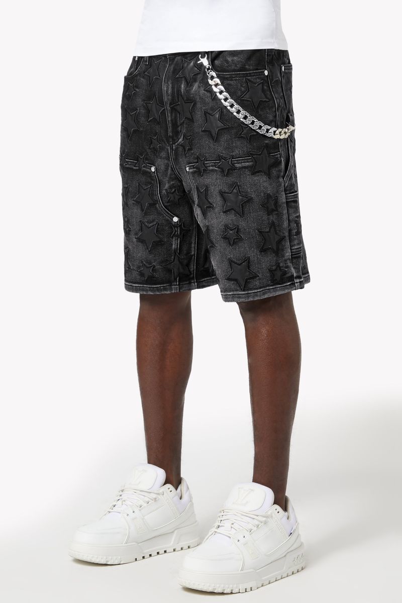 Guapi Obsidian Black Stars Denim Shorts