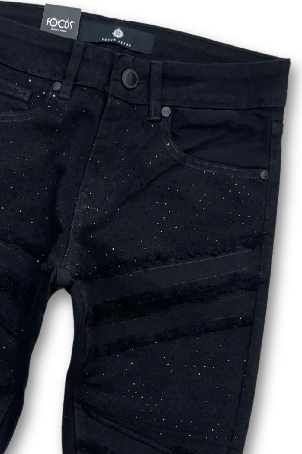 Focus Black Stoned Stacked Jeans