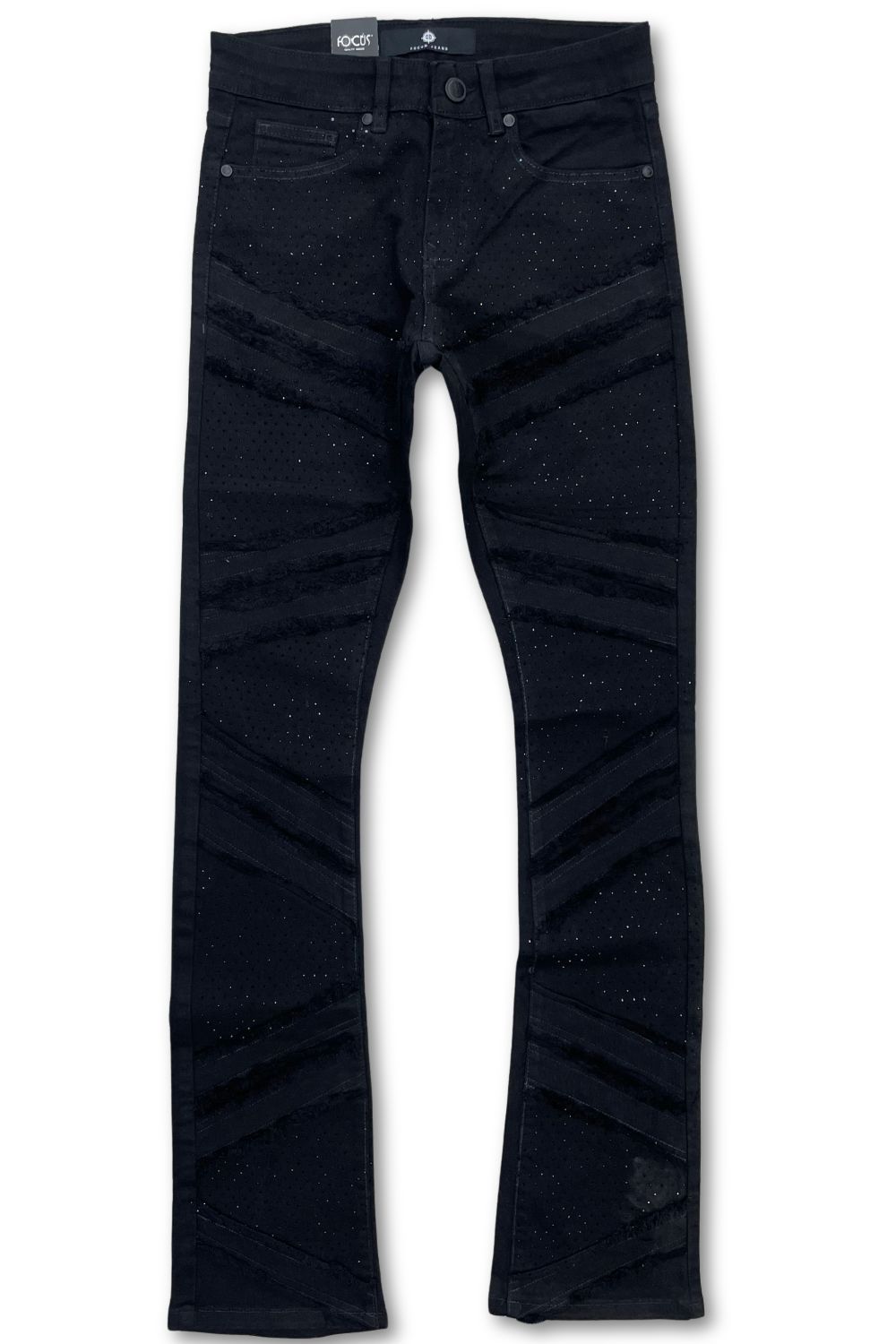 Focus Black Stoned Stacked Jeans