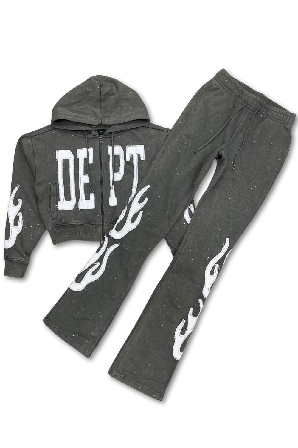 Women’s Red Fox DEPT Rhinestone Stacked Sweatsuit - Grey