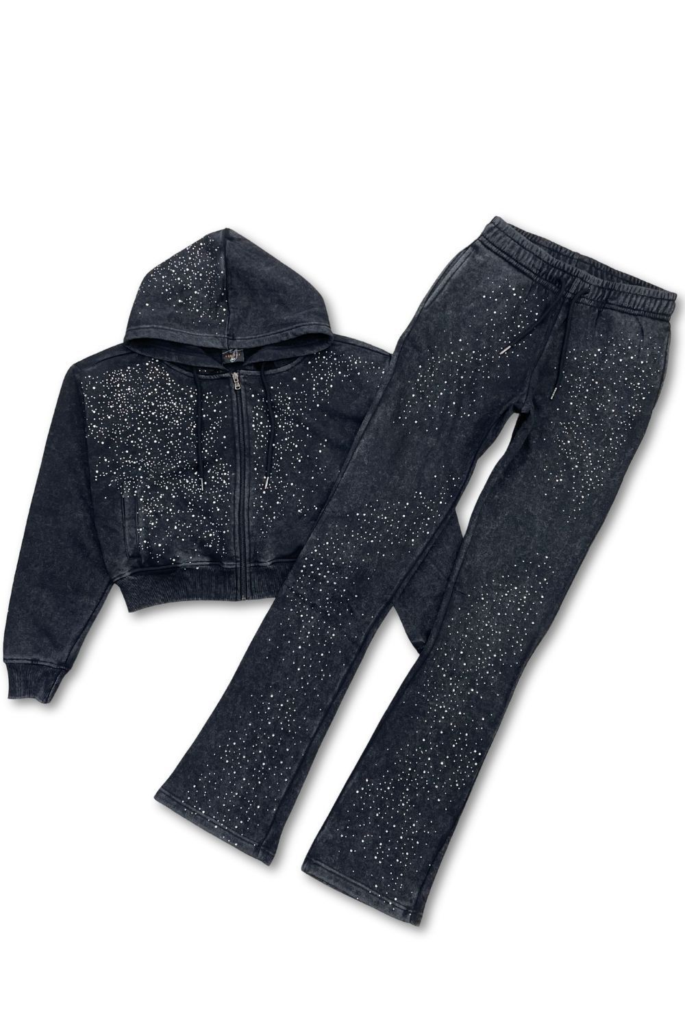 Women’s Red Fox Full Rhinestone Stacked Sweatsuit