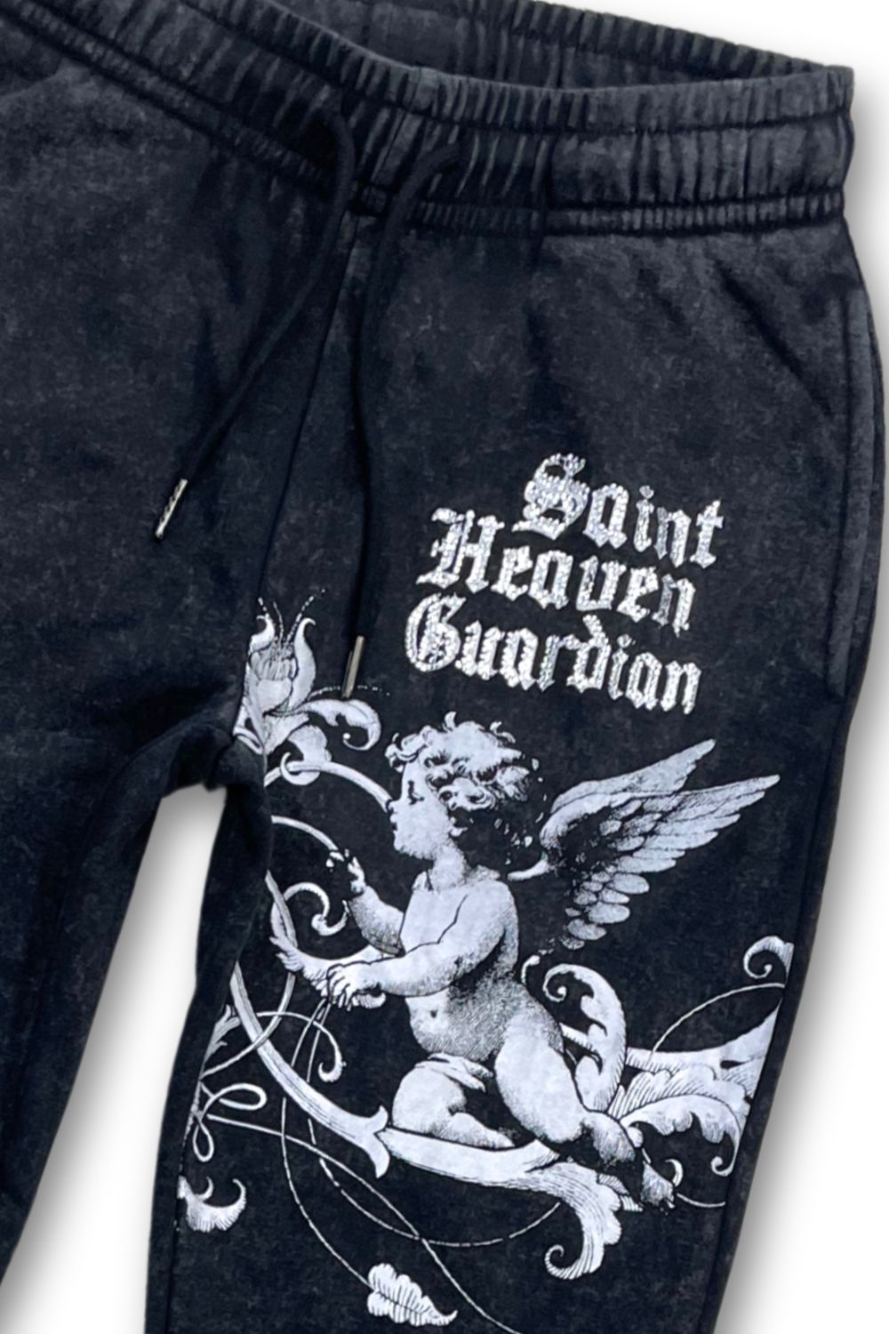 Women’s Red Fox Saint Heaven Guardian Rhinestone Stacked Sweatsuit - Black