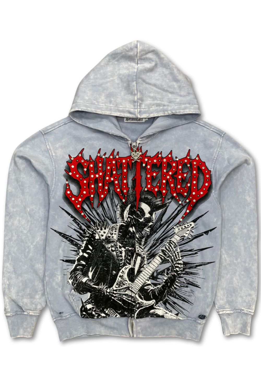 Shattered Hearts Rockstar Studded Zip-Up Hoodie