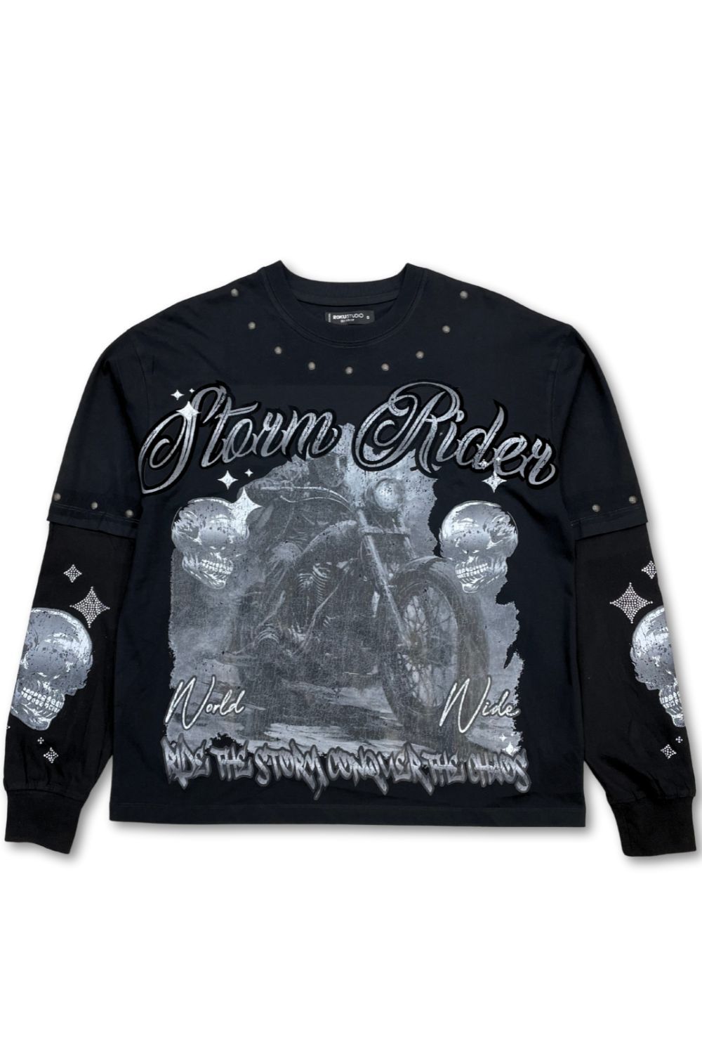 Roku Studio Storm Rider Boxy Layered Long Sleeve T - Shirt - Black