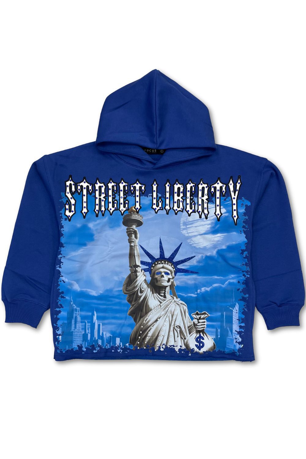 Focus Street Liberty Cropped Hoodie - Blue