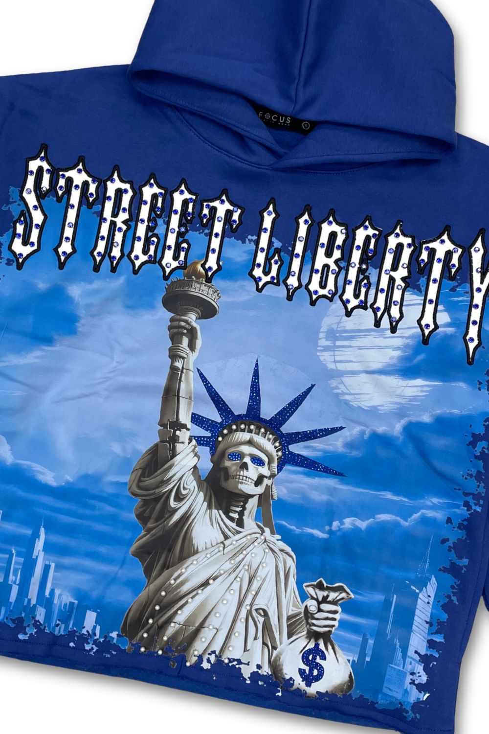 Focus Street Liberty Cropped Hoodie - Blue