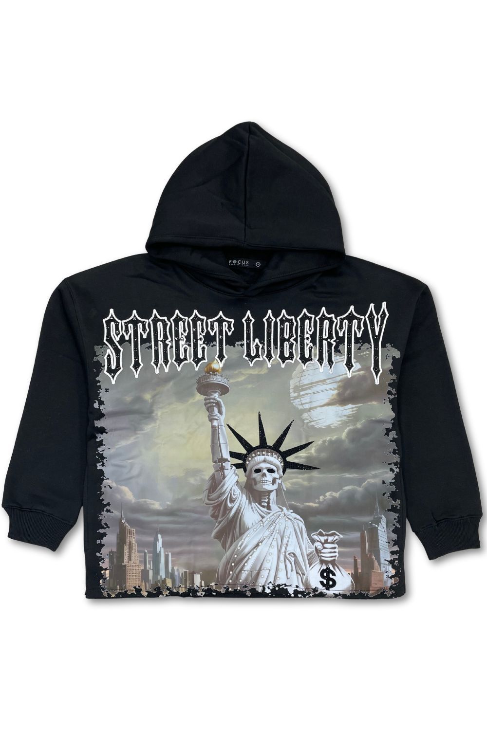 Focus Street Liberty Cropped Hoodie - Black