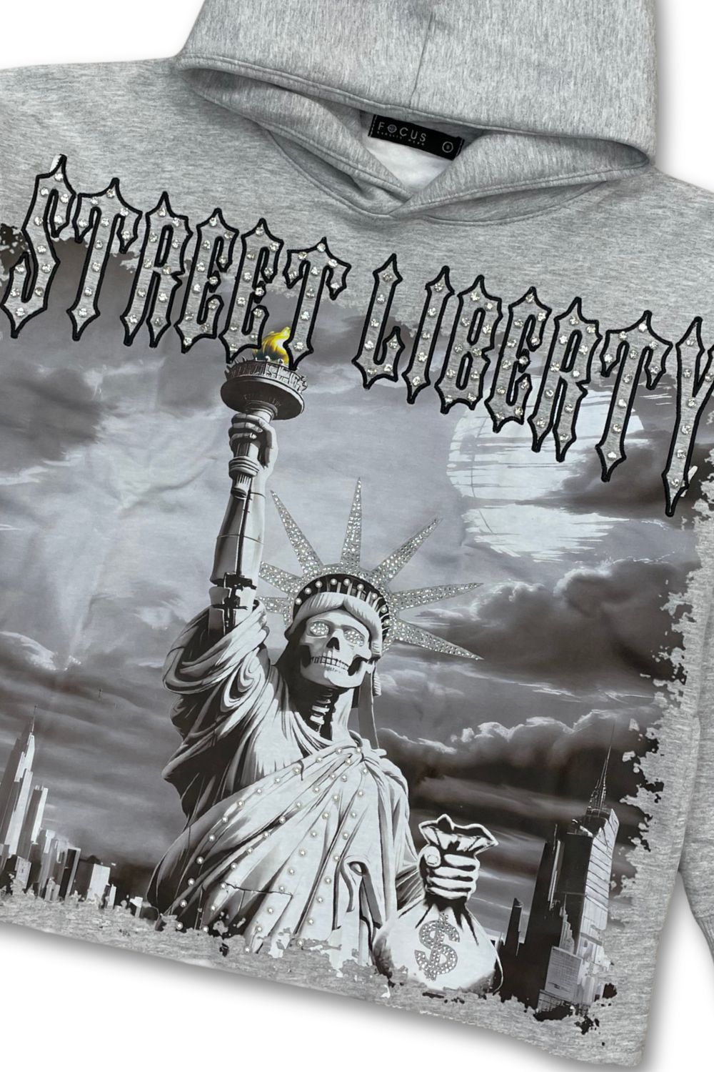 Focus Street Liberty Cropped Hoodie - Grey