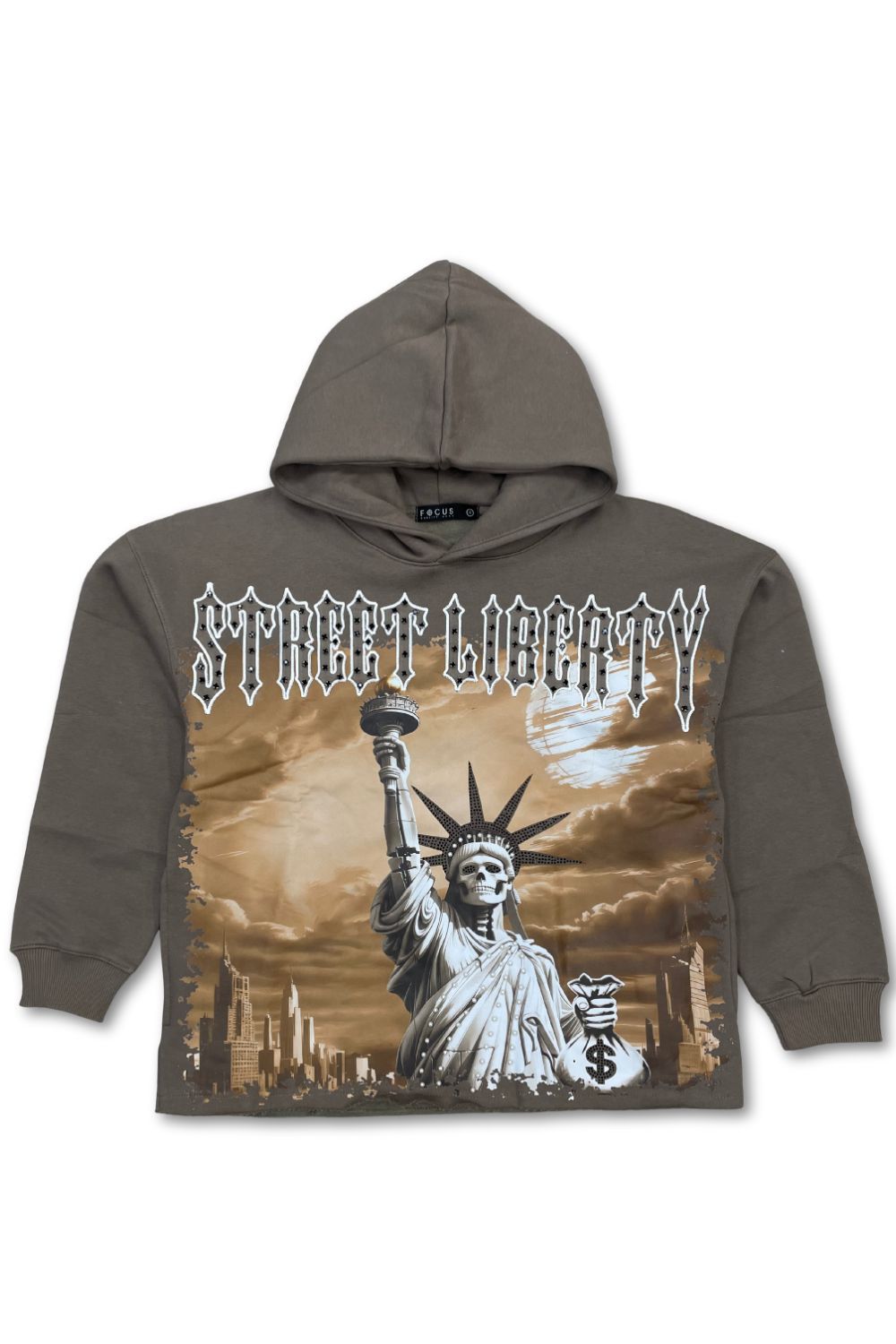 Focus Street Liberty Cropped Hoodie - Brown