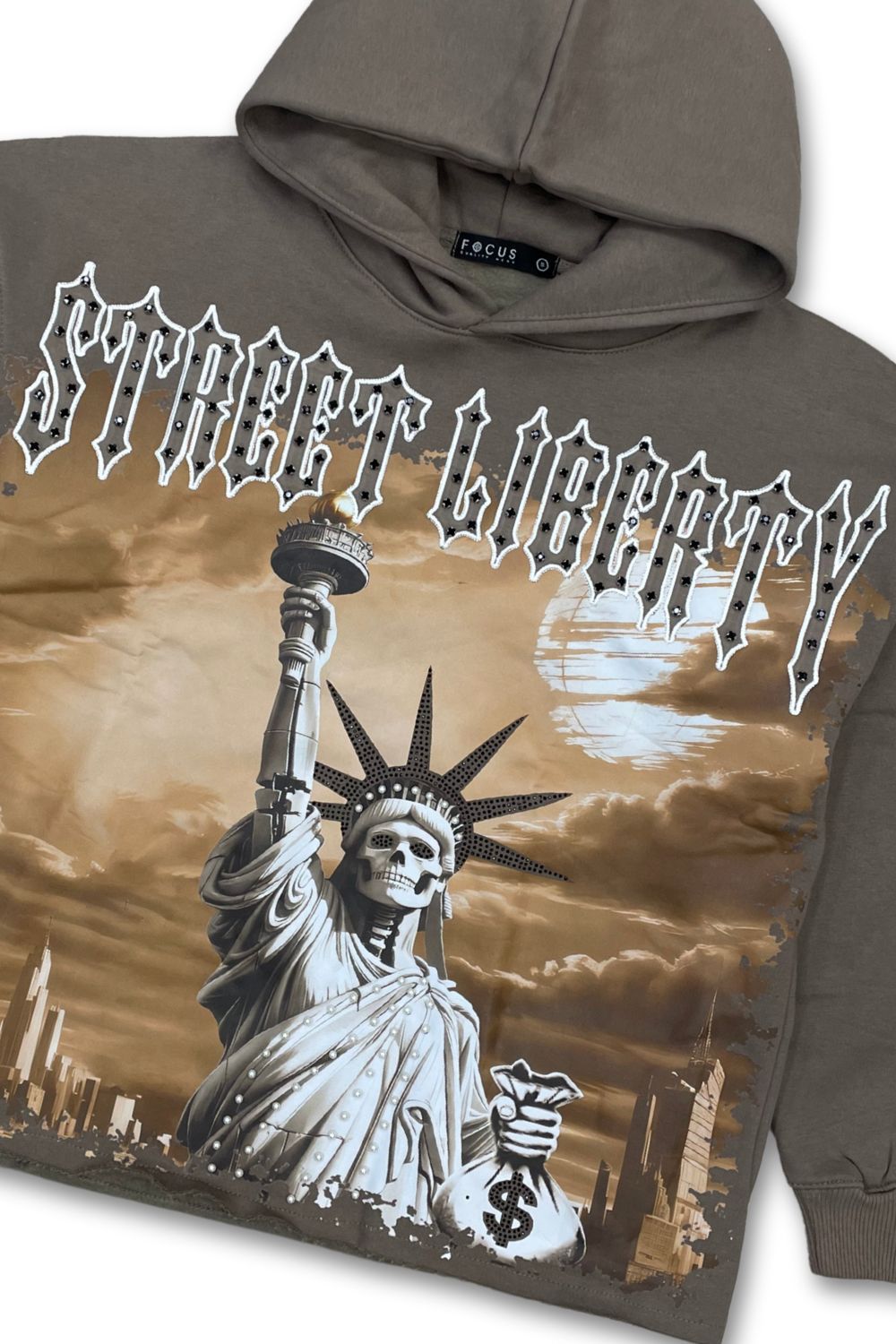 Focus Street Liberty Cropped Hoodie - Brown