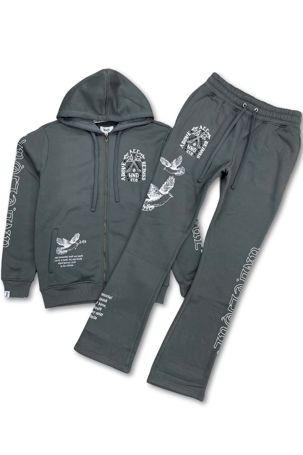 Undrtd Above All Beings Zip-Up Stacked Sweatsuit - Charcoal