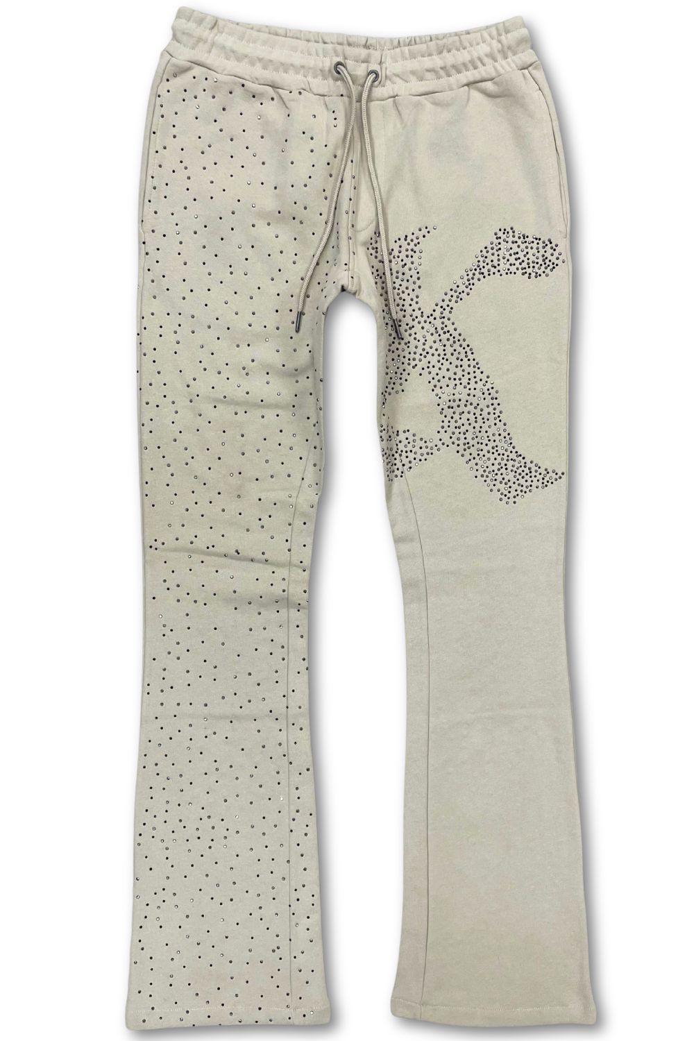 Kindred Rhinestone Stacked Sweatpants - Beige