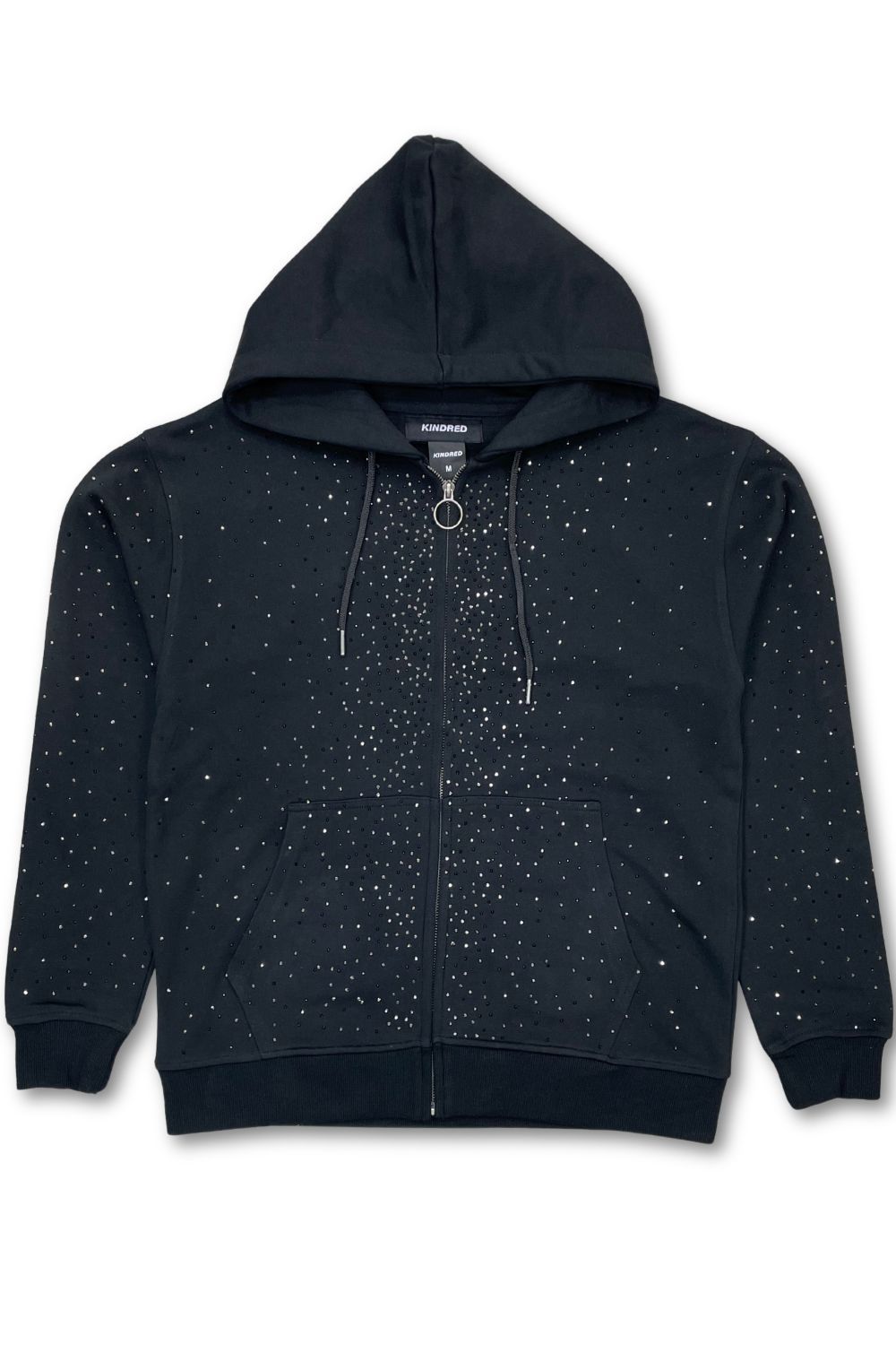 Kindred Rhinestone Zip-Up Hoodie - Black