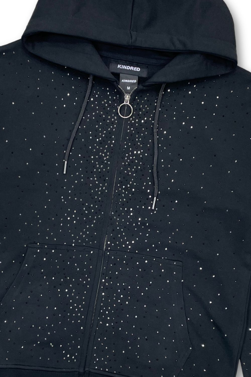 Kindred Rhinestone Zip-Up Hoodie - Black