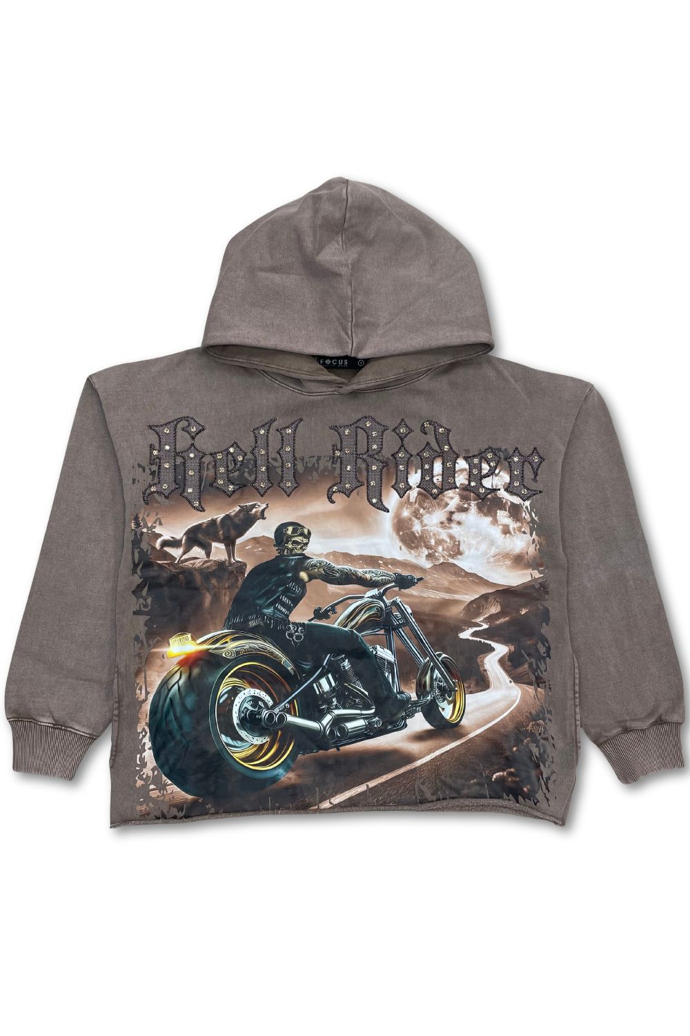 Focus Ride Or Die Cropped Hoodie - Brown