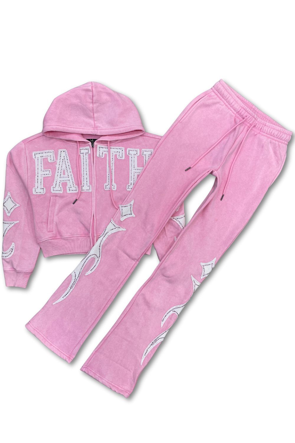 Women’s Red Fox DEPT Rhinestone Stacked Sweatsuit - Pink