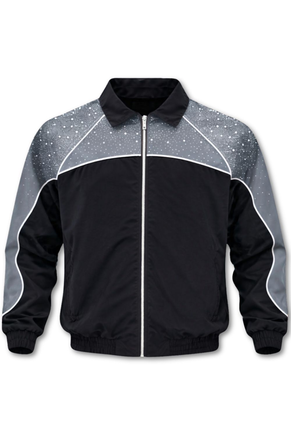 Kindred Rhinestone Nylon Zip-Up Black/Grey 