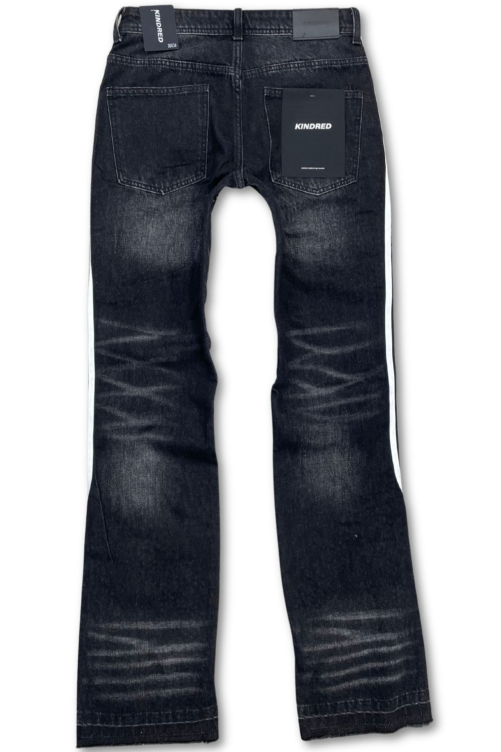 Kindred Rhinestone Stripes Baggy Fit Stacked Jeans