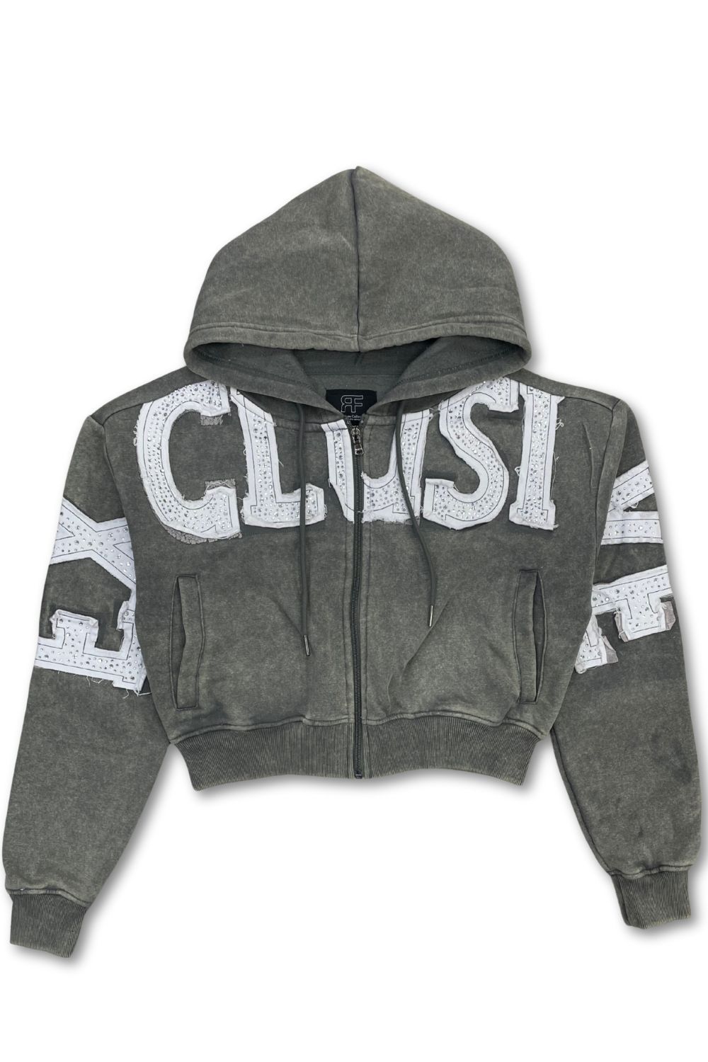 Women’s Red Fox Exclusive Rhinestone Stacked Sweatsuit - Grey