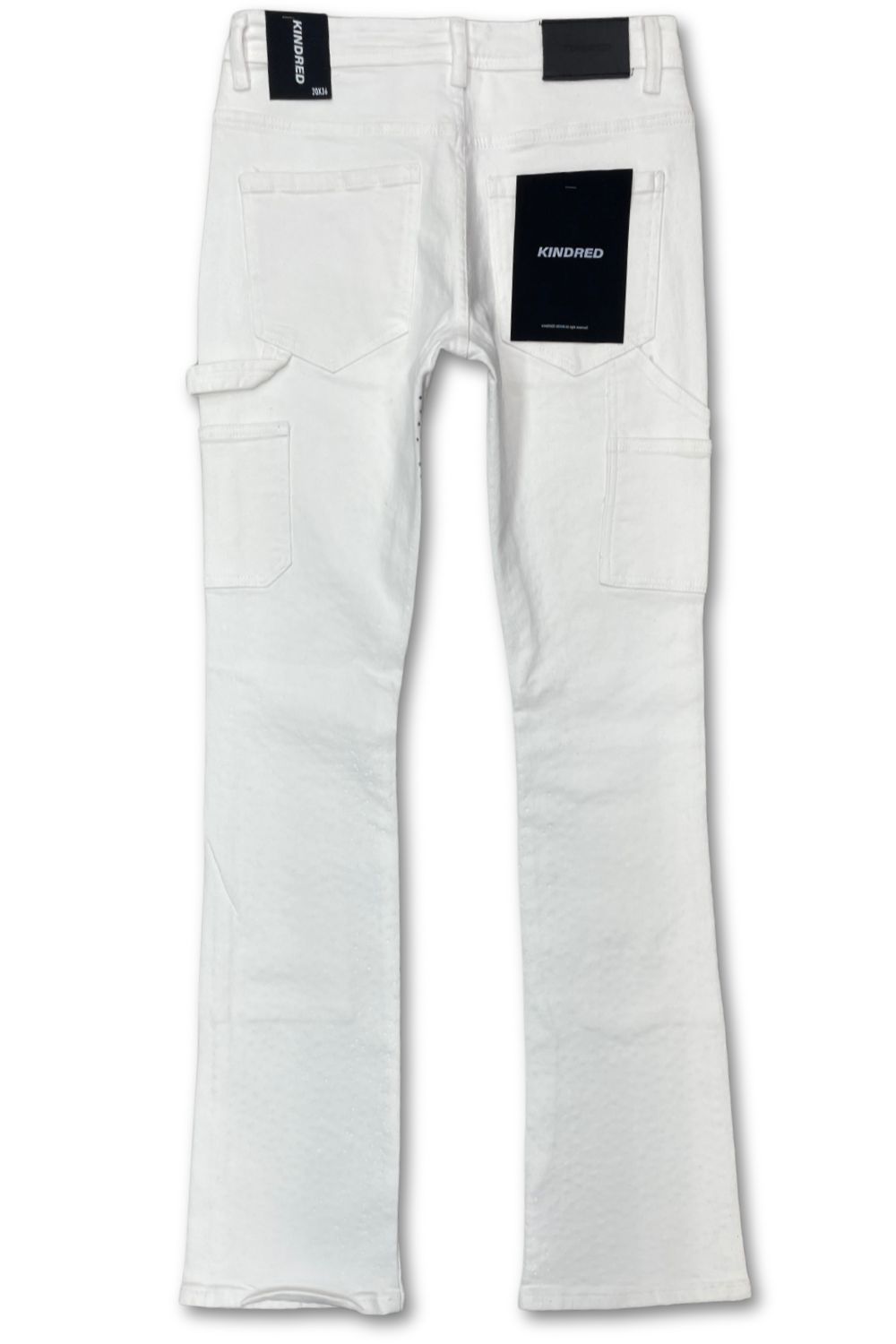 Kindred Full Rhinestone Stacked Jeans - White