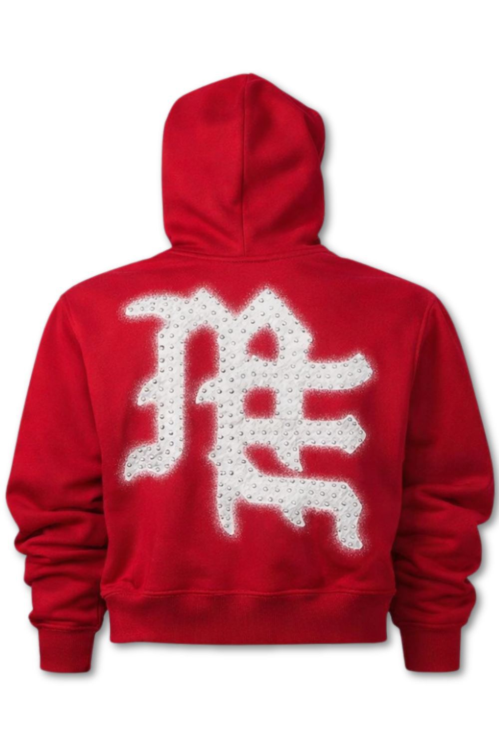 Mixed Emotions Emotions Never Die Rhinestone Zip Up Hoodie - Red