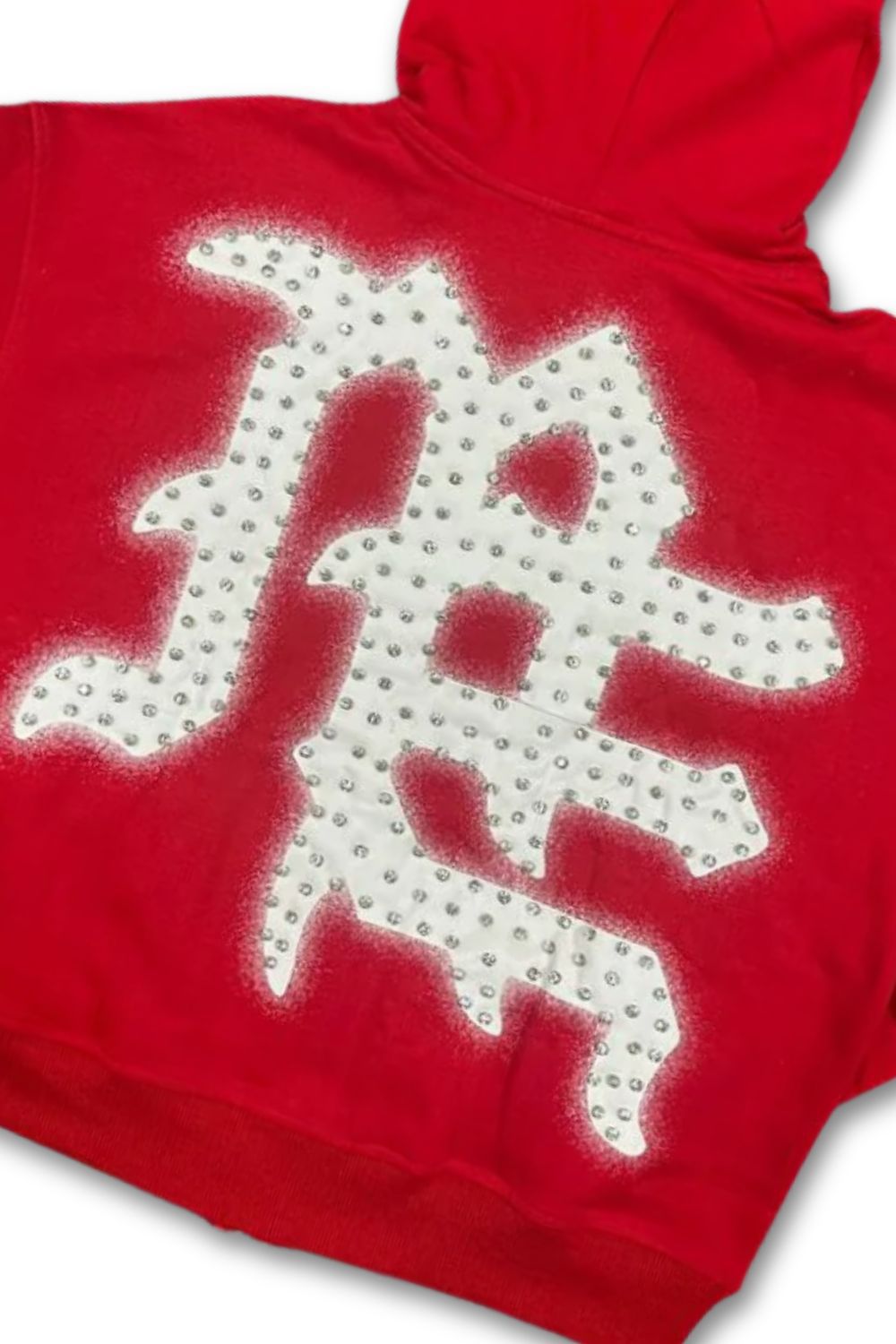 Mixed Emotions Emotions Never Die Rhinestone Zip Up Hoodie - Red