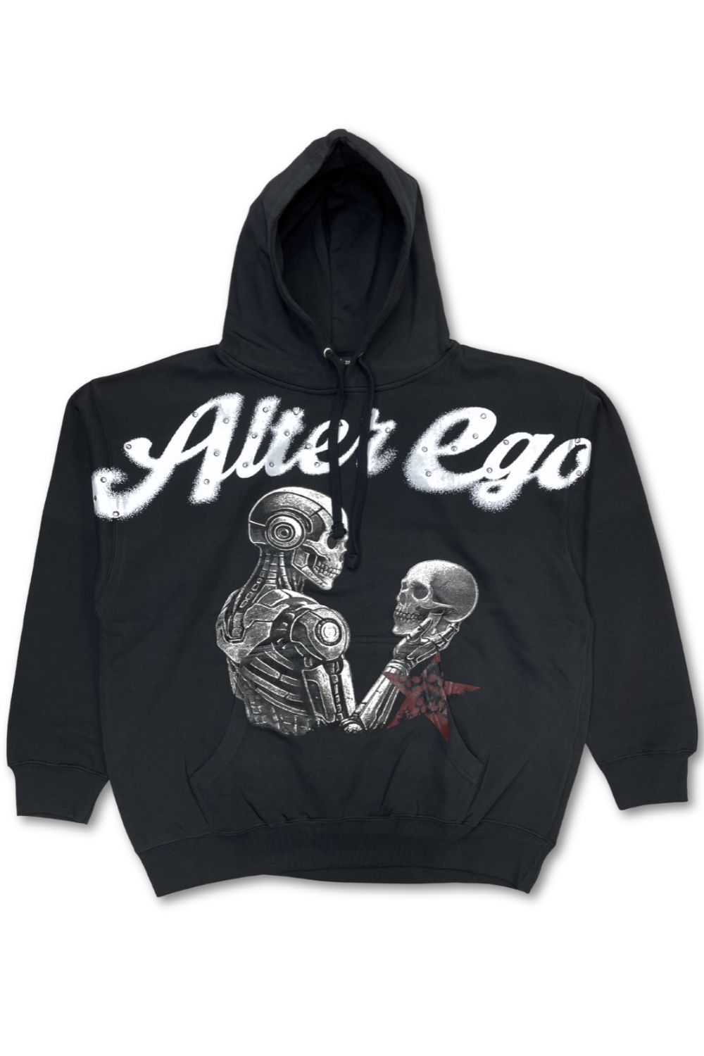 Alter Ego Rhinestone Graphic Hoodie - Black