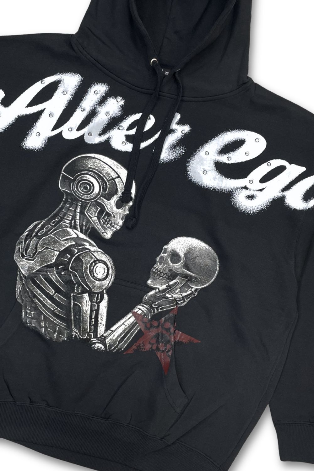 Alter Ego Rhinestone Graphic Hoodie - Black