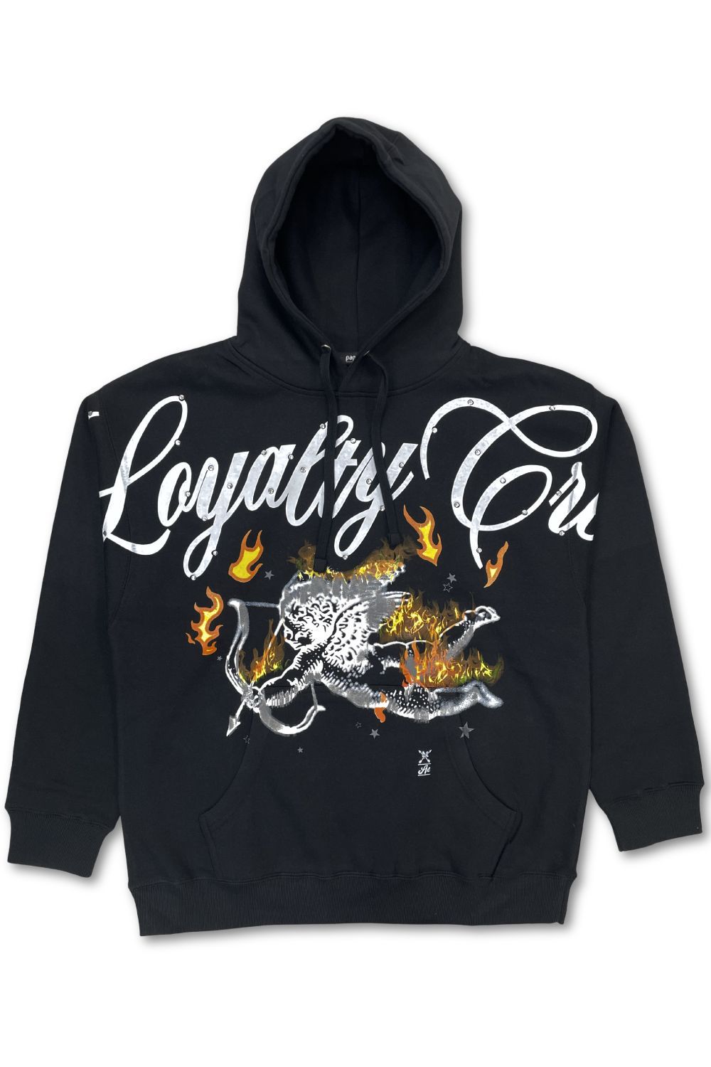 Loyalty Crew Rhinestone Graphic Hoodie - Black